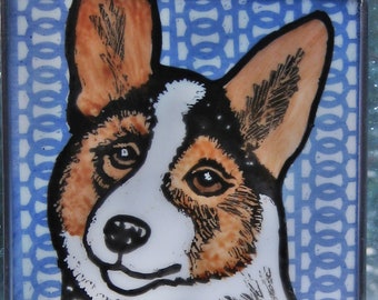 Welsh Corgi Windshop Stained Glass  Dog  Suncatcher   #265