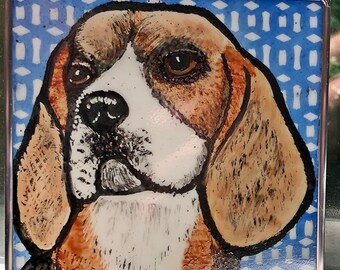 Beagle Windshop  Stained Glass Dog Suncatcher 4"x4" #7