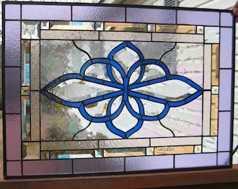 Dichroic Bevels Windshop Rectangle Stained Glass Panel 27.5"W x 19.5"H