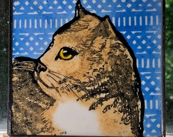 Tortie  Windshop Stained Glass Cat Suncatcher 4"x4" #158