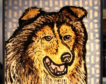 Collie Windshop Stained Glass Dog Suncatcher 4"x4"  #300