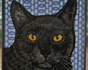 Black Cat Windshop Stained Glass  Suncatcher 4"x4" #29