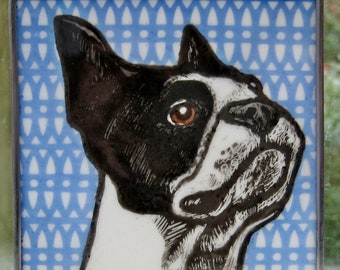 Boston Terrier  Windshop Stained Glass Dog Suncatcher4"x4"  #92