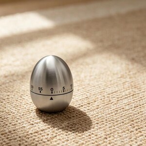Egg Shape Kitchen Timer – Stainless Steel Mechanical Countdown Timer – Cute Modern Cooking Timer for Baking, Study & Desk Decor