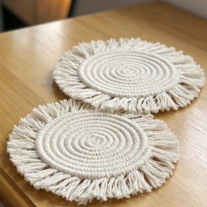 Handmade Macrame Coaster | Cotton Rope Drink Coaster | Boho Table Mat | Round Mug Mat | Coffee Cup Coaster | Dining Table Decor