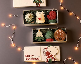 Christmas Scented Candle Gift Set | Soy Wax Holiday Candle Ornaments | Cute Winter Decor Gift Box for Friends & Family