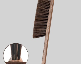 Escoba de mano de madera, cepillo para polvo, cepillo de limpieza de cerdas naturales, escoba de escritorio ecológica, herramienta de limpieza minimalista para el hogar.