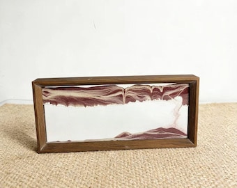 Beweglicher Sandkunstrahmen, 3D-Holzsandbild, fließendes Sandbild, Schreibtisch-Stressabbaudekor, minimalistisches Geschenk