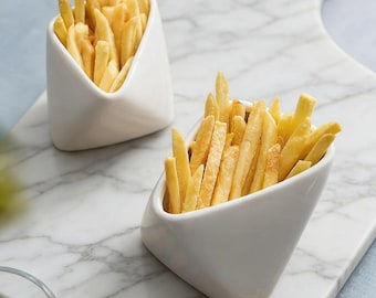 Minimalist Ceramic Snack Cup French Fry Holder Modern Kitchen Serving Bowl