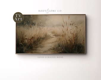 Mauvaise image hautes graminées cadre pour télévision | Écran de veille d'été | Téléviseur à cadre Samsung Cottage Core | Décoration printanière | Aquarelle paysage d'automne