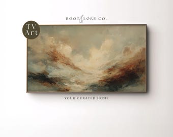 Moody Abstract Frame TV Art, Soft Earth Toned Skyline, Textured Modern Samsung Frame TV, 4k Instant Download 16:9