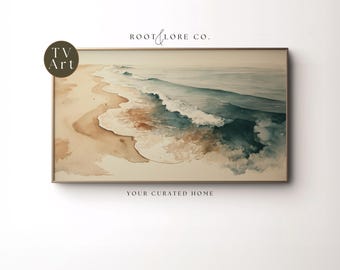 Coastal Ocean Beach Frame TV Art | Summer Frame TV Pool Party | Waves at the Beach Decor | Unique Sunny TV Art, Digital Download 4K 16:9