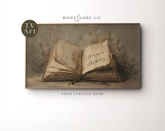 Book Lover Birthday Frame TV Art | Fantasy Birthday Tv Digital Download | Celebration TV Decor | Happy Birthday Screensaver | Bookish Tv Art