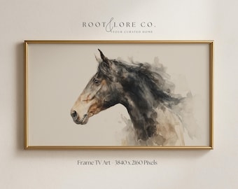 Portrait de cheval - TV ART | Illustration pour téléviseur avec cadre Samsung | Art cheval vintage | Peinture à l'huile de cheval | Téléchargement numérique 4K 16:9