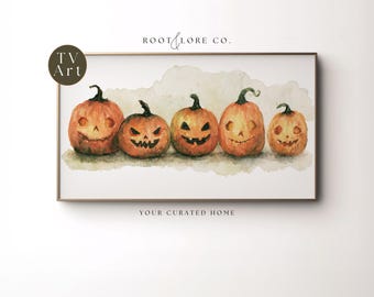 Halloween Rahmen TV Kunst | Kürbisse, Jack-O-Lantern-Dekor-Tv-Gemälde | Süßer Kürbis Tv Bildschirmschoner Samsung Frame TV | Digitaler Download