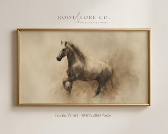 Tableau cheval - TV ART | Illustration pour téléviseur avec cadre Samsung | Art cheval vintage | Peinture à l'huile cheval | Téléchargement numérique 4K 16:9