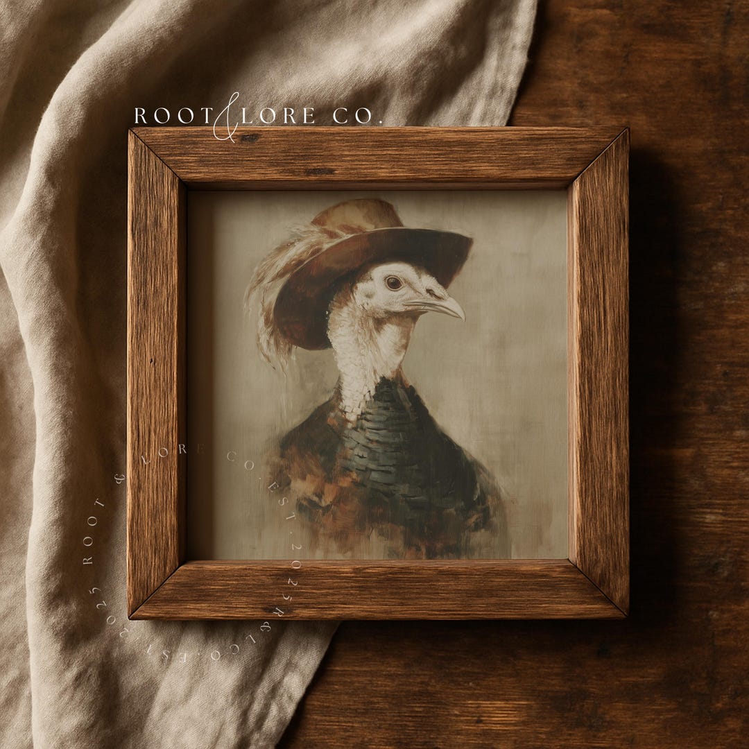 Vintage Turkey Portrait Art Print | Thanksgiving Farmhouse Decor ...