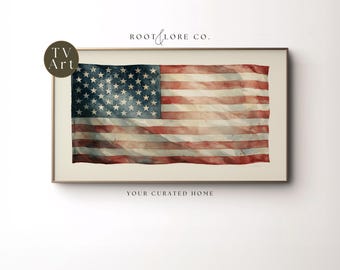 American Flag Samsung Frame TV Art, Summer Patriotic Television Display, Vintage USA Flag Decor, 4th of July TV Art, Americana Decor