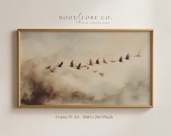 Goose Decor Frame TV Art | Spring Decor | Vintage Sky Painting | Rustic Neutral Earthy Screensaver | Summer Screensaver (Digital Download)