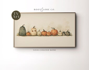 Halloween Rahmen TV Kunst | Kürbisse, Jack-O-Lantern-Dekor-Tv-Gemälde | Süßer Kürbis Tv Bildschirmschoner Samsung Frame TV | Digitaler Download