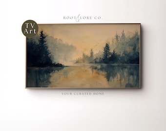 Lake Life TV Art | Waterfront at Dusk Summer Screensaver | Lake House Wall Art | Cottage Core Samsung Frame TV Download 16x9