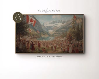 Arte para TV Samsung Frame con temática del orgullo canadiense, pantalla de televisión patriótica de verano, decoración con la bandera canadiense, arte para TV del Día de Canadá en julio / TV con estilo pictórico