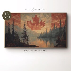 Canadian Flag Samsung Frame TV Art, Summer Patriotic Television Display, Moody Canadian Flag Decor, Canada Day July TV Art | Painterly TV