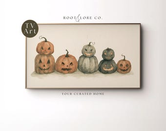 Halloween Rahmen TV Kunst | Kürbisse, Jack-O-Lantern-Dekor-Tv-Gemälde | Süßer Kürbis Tv Bildschirmschoner Samsung Frame TV | Digitaler Download