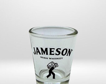 Rare Jameson Irish Whiskey Shot Glass Featuring John Jameson Barrel Man Logo