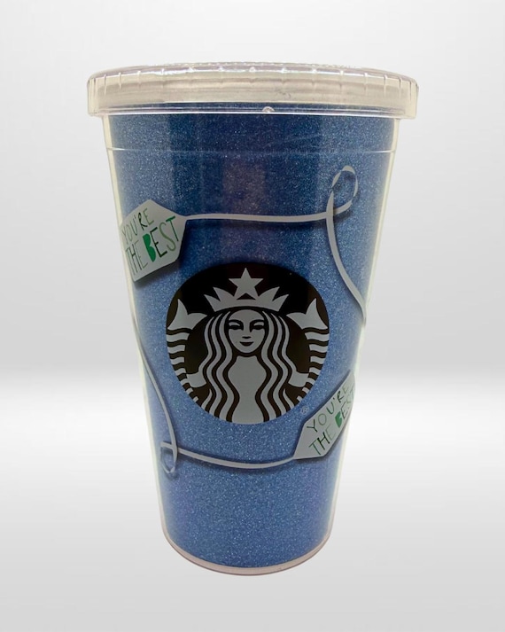 2020 Starbucks Blue Glitter Youre The Best Double Wall Acrylic Grande  Tumbler 16oz - No Straw