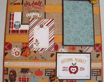 Scrapbook Layout - Hello Fall - Double Page - 12x12