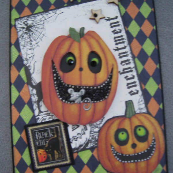Halloween Handmade Card - Smiling Jack-o-lanterns