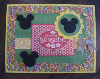 Disney Handmade Card - Mickey Mouse - You are my Sunshine