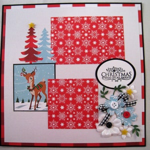 Christmas Scrapbook Page - 12 x 12 - Joy, Peace and Love - Reindeer