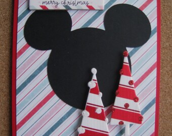 Disney Handmade Christmas Card - Mickey Mouse - Christmas Trees