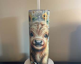 Highland Cow Sunflower  20oz Stainless Steel Tumbler
