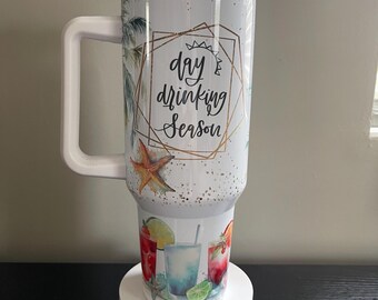 40oz Day Drinking Season Tumbler w/Handle