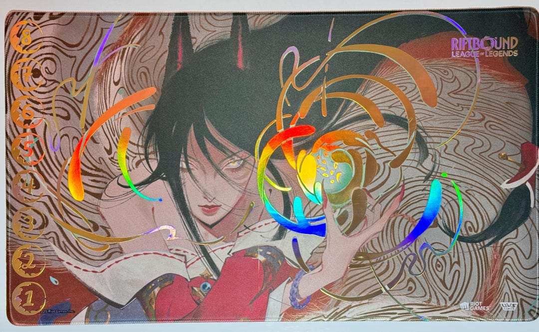 Foil ALL GOLD Ahri Playmat –riftbound League of Legends TCG Mat With ...