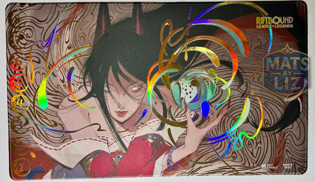 Foil ALL GOLD Ahri Playmat –riftbound League of Legends TCG Mat With ...