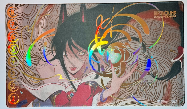 Foil ALL GOLD Ahri Playmat –riftbound League of Legends TCG Mat With ...