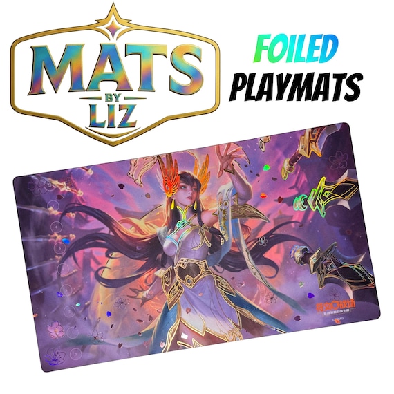 Foil Chinese Spiritforged Divine Sword Irelia Playmat –riftbound