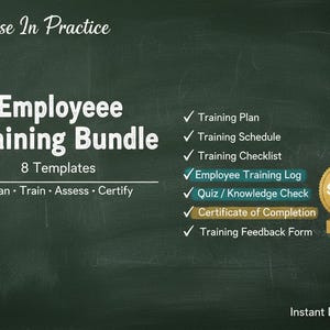 Employee Training Bundle: Plan, Certificate, Skills Assessment (Word Download)