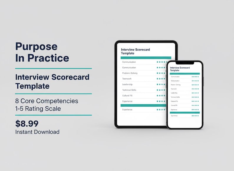 Competency Interview Cards Examples Interview Scorecard Template: Candidate Evaluation Rubric (editable ...