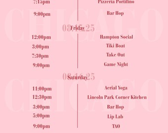 Customizable Itinerary
