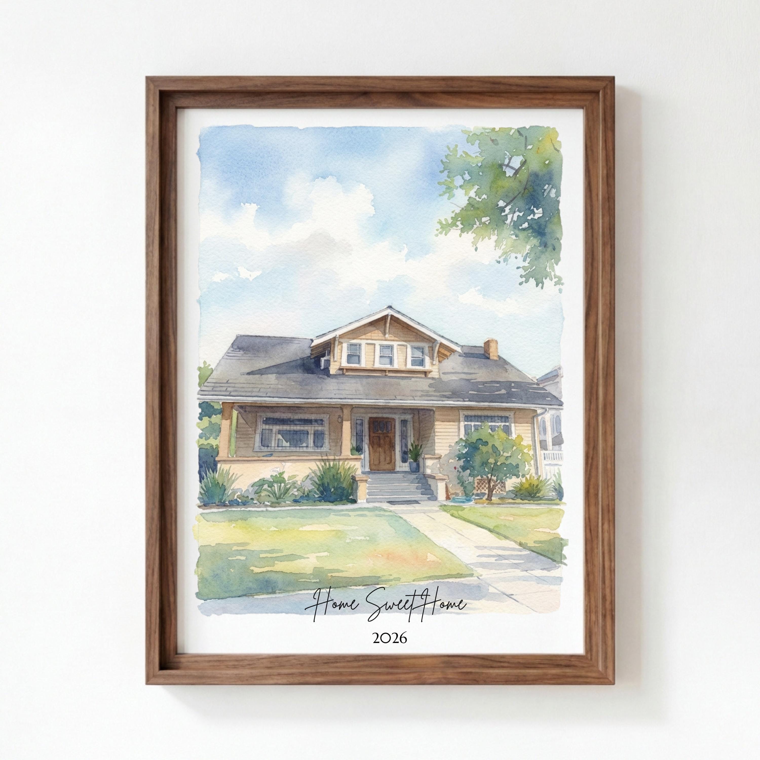 Custom House Watercolor Portrait From Photo | Personalized Home ...