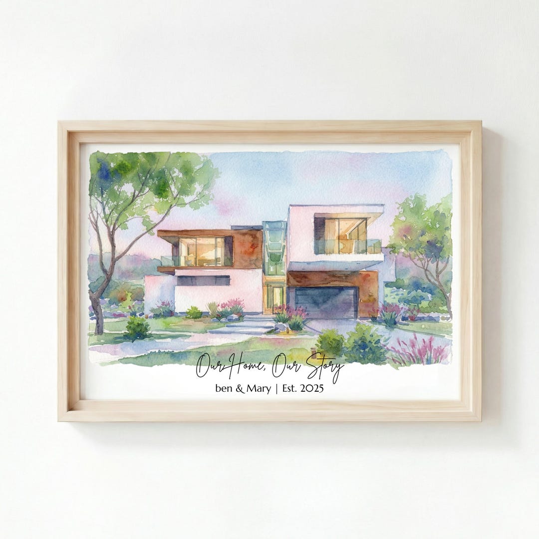 Custom Watercolor Home Portrait | Hand-painted House Art, Realtor Gift ...