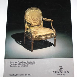 Vintage Christie&#39;s New York November 1983 Auction Book Furniture Objects of Art