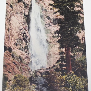 Vintage Carte postale en lin Bridal Veil Falls Yosemite Valley Californie