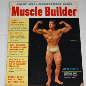 Vintage Muscle Builder Self Improvement Magazine Steve Reeves August 1954