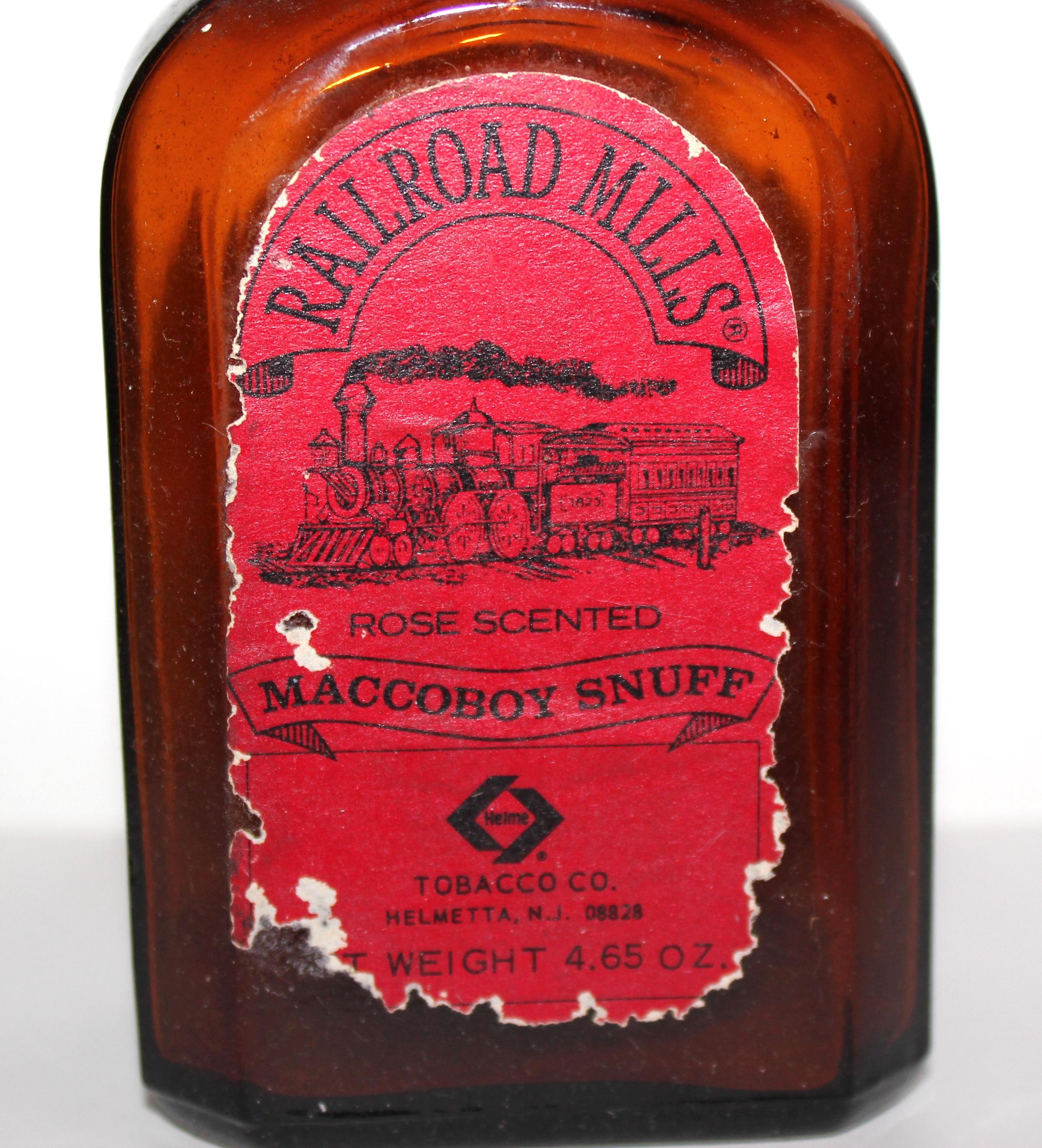 railroad mills chewing tobacco Vintage Mill Maccoboy Snuff Rose Scented Bottle Dry Snuff : Railroad Mills